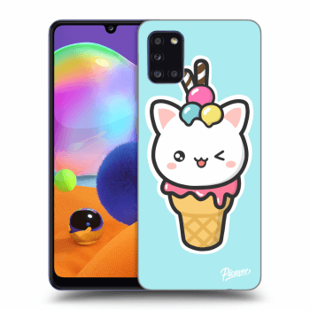 Picasee Samsung Galaxy A31 A315F Hülle - Schwarzes Silikon - Ice Cream Cat