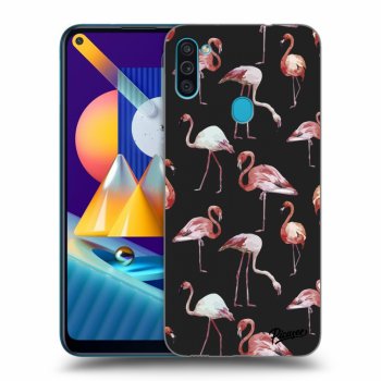 Picasee Samsung Galaxy M11 Hülle - Schwarzes Silikon - Flamingos