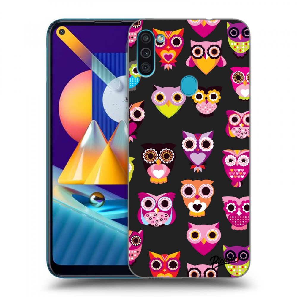 Picasee Samsung Galaxy M11 Hülle - Schwarzes Silikon - Owls