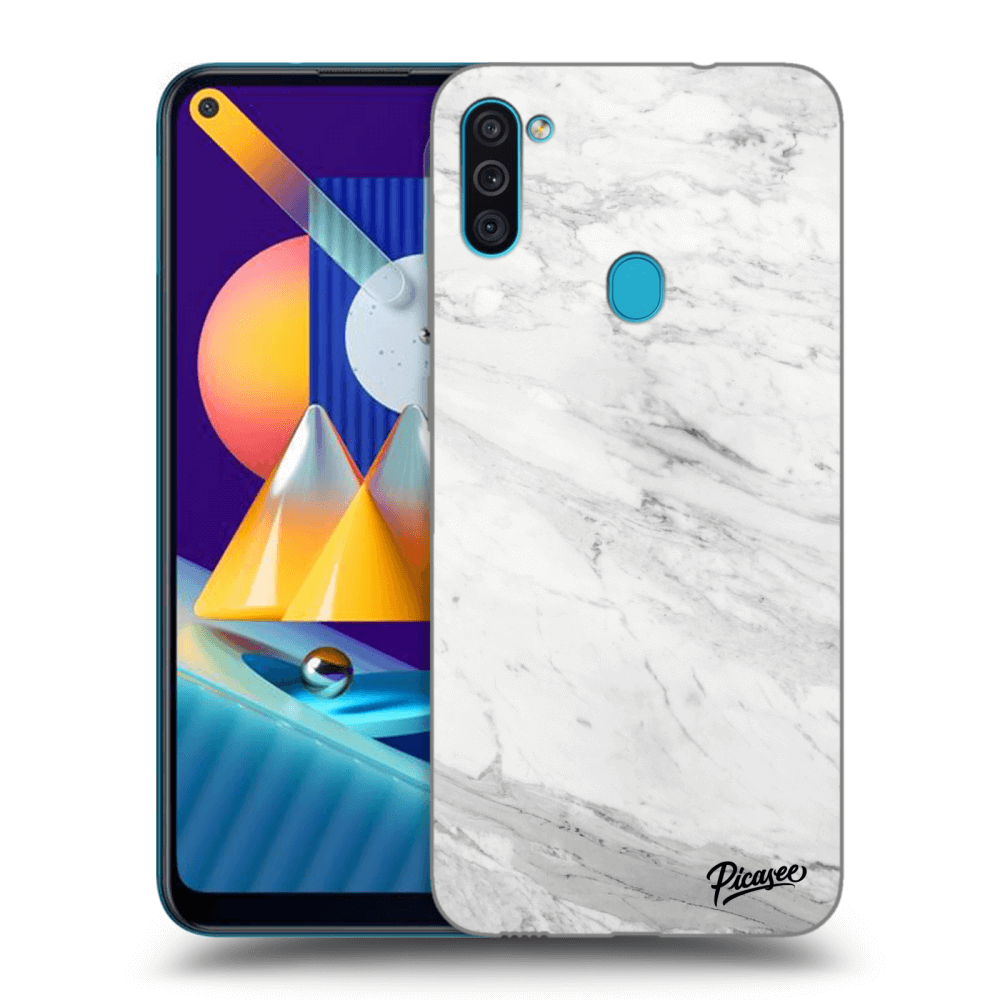 Picasee Samsung Galaxy M11 Hülle - Transparentes Silikon - White marble