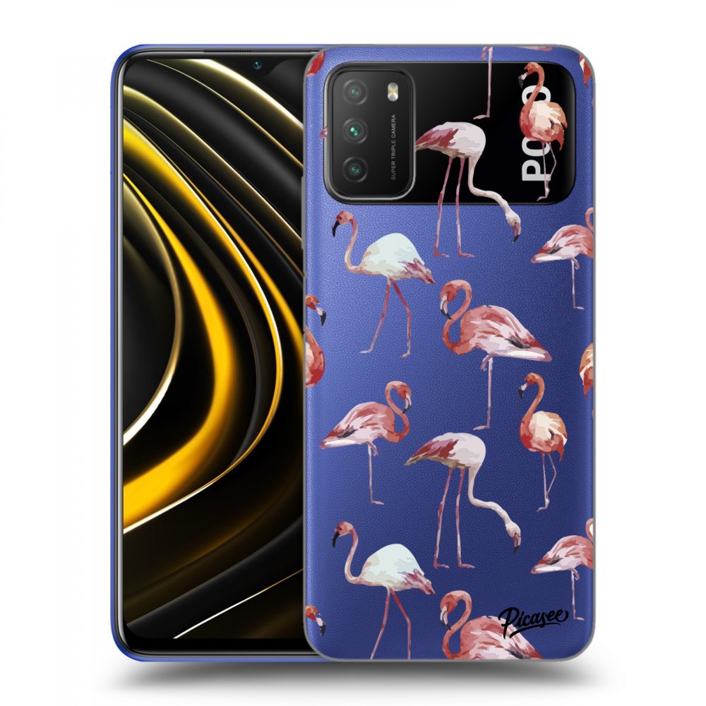 Picasee Xiaomi Poco M3 Hülle - Transparentes Silikon - Flamingos