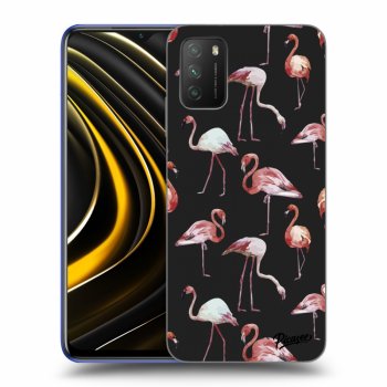 Picasee Xiaomi Poco M3 Hülle - Schwarzes Silikon - Flamingos