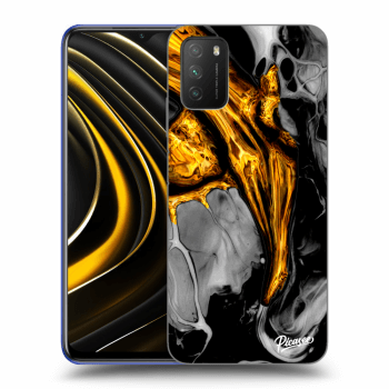 Picasee Xiaomi Poco M3 Hülle - Schwarzes Silikon - Black Gold