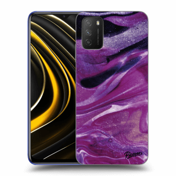 Picasee Xiaomi Poco M3 Hülle - Schwarzes Silikon - Purple glitter