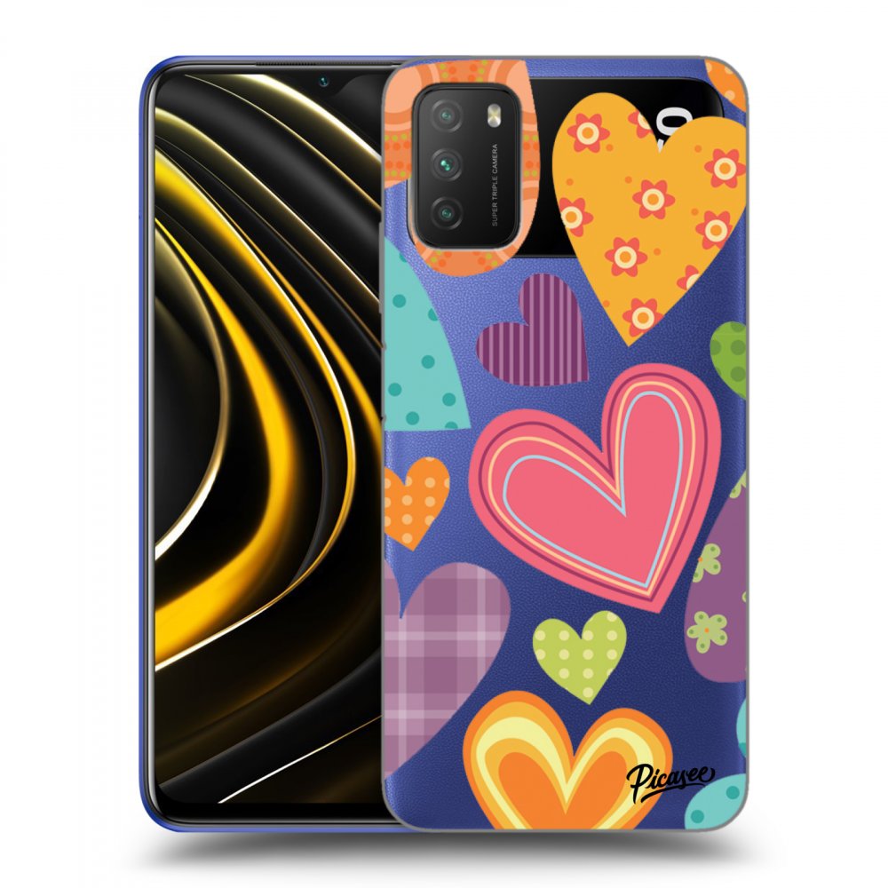 Picasee Xiaomi Poco M3 Hülle - Transparentes Silikon - Colored heart