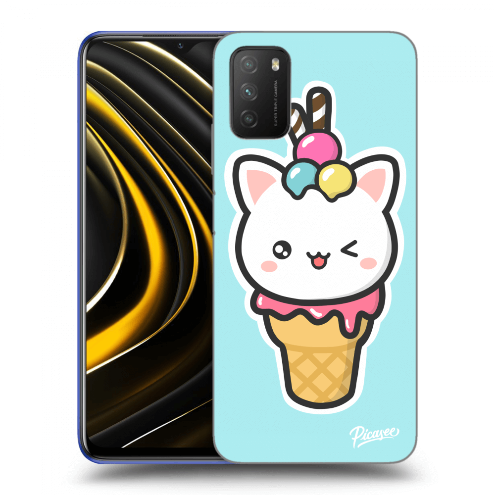 Picasee Xiaomi Poco M3 Hülle - Schwarzes Silikon - Ice Cream Cat