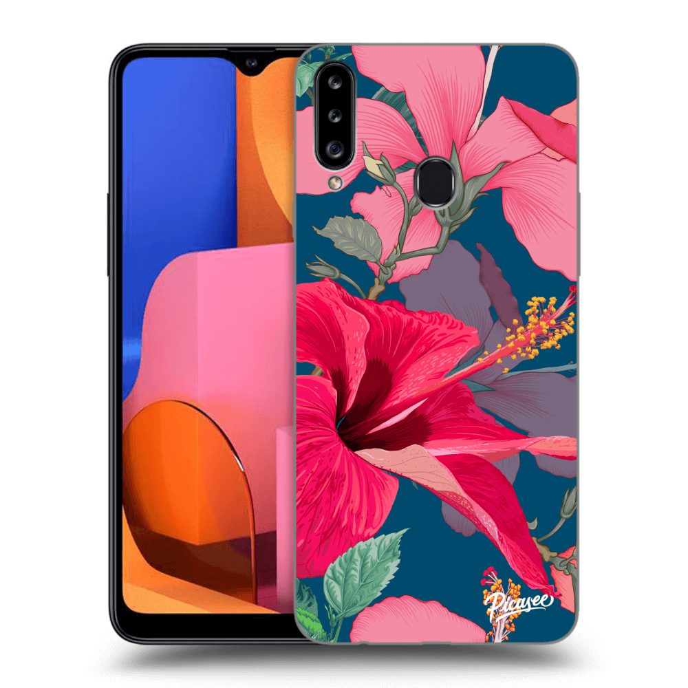 Picasee Samsung Galaxy A20s Hülle - Transparentes Silikon - Hibiscus