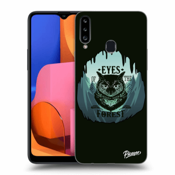 Picasee Samsung Galaxy A20s Hülle - Schwarzes Silikon - Forest owl