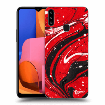 Picasee Samsung Galaxy A20s Hülle - Transparentes Silikon - Red black