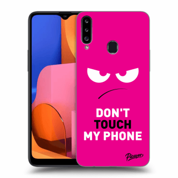 Picasee Samsung Galaxy A20s Hülle - Schwarzes Silikon - Angry Eyes - Pink
