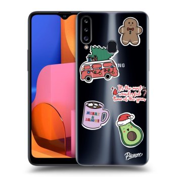 Picasee Samsung Galaxy A20s Hülle - Transparentes Silikon - Christmas Stickers