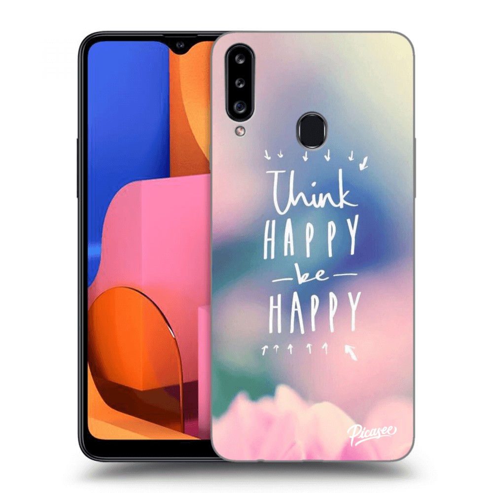 Picasee Samsung Galaxy A20s Hülle - Transparentes Silikon - Think happy be happy
