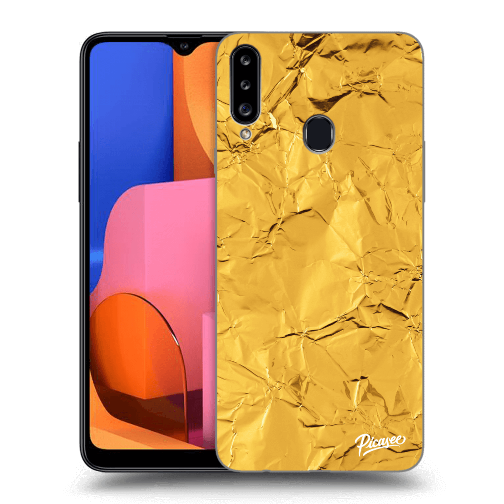 Picasee Samsung Galaxy A20s Hülle - Transparentes Silikon - Gold