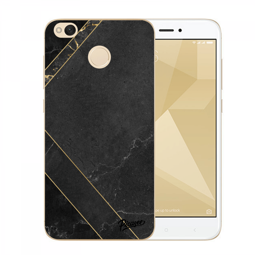 Picasee Xiaomi Redmi 4X Global Hülle - Transparentes Silikon - Black tile