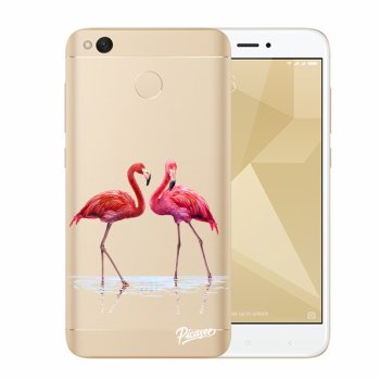 Picasee Xiaomi Redmi 4X Global Hülle - Transparentes Silikon - Flamingos couple