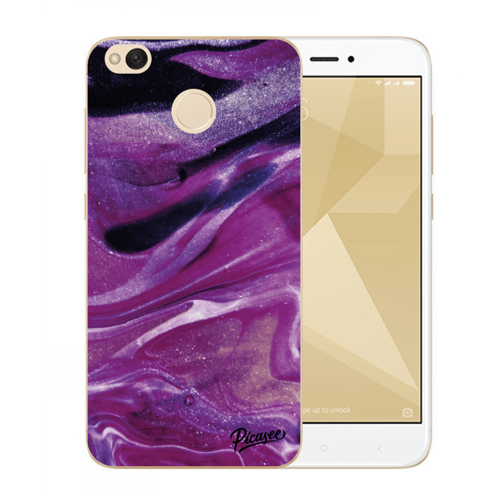 Picasee Xiaomi Redmi 4X Global Hülle - Transparenter Kunststoff - Purple glitter