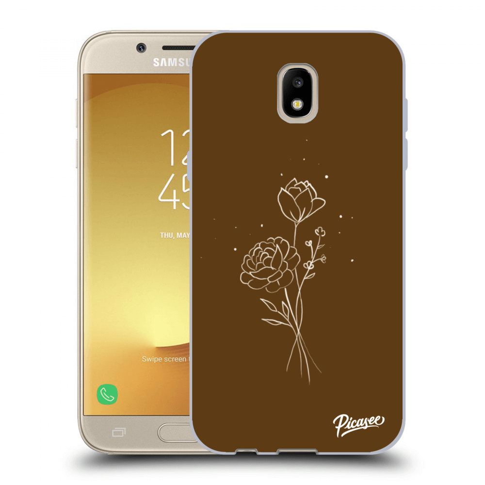Picasee Samsung Galaxy J5 2017 J530F Hülle - Schwarzes Silikon - Brown flowers