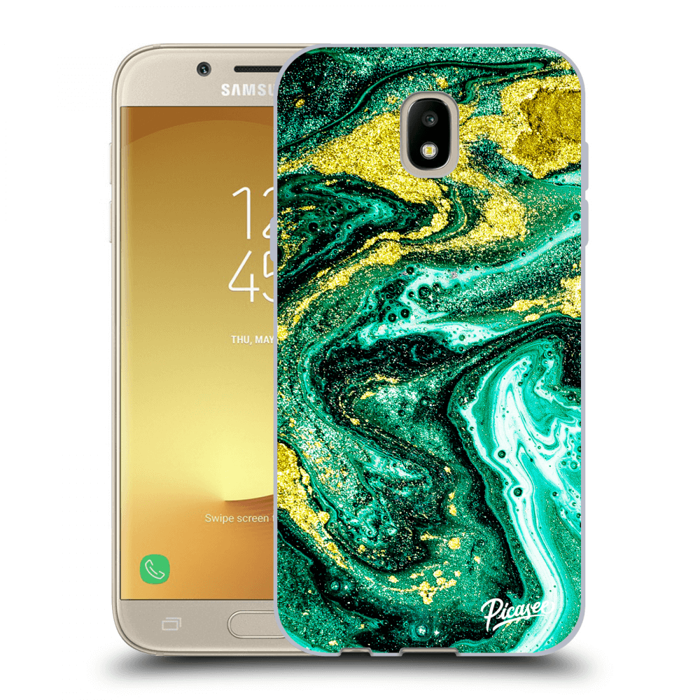 Picasee Samsung Galaxy J5 2017 J530F Hülle - Schwarzes Silikon - Green Gold