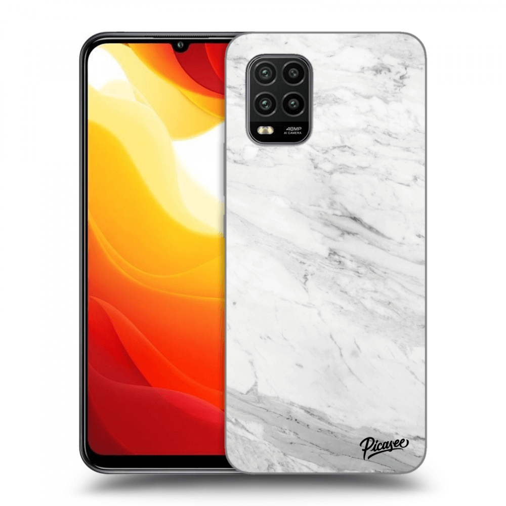 Picasee Xiaomi Mi 10 Lite Hülle - Schwarzes Silikon - White marble