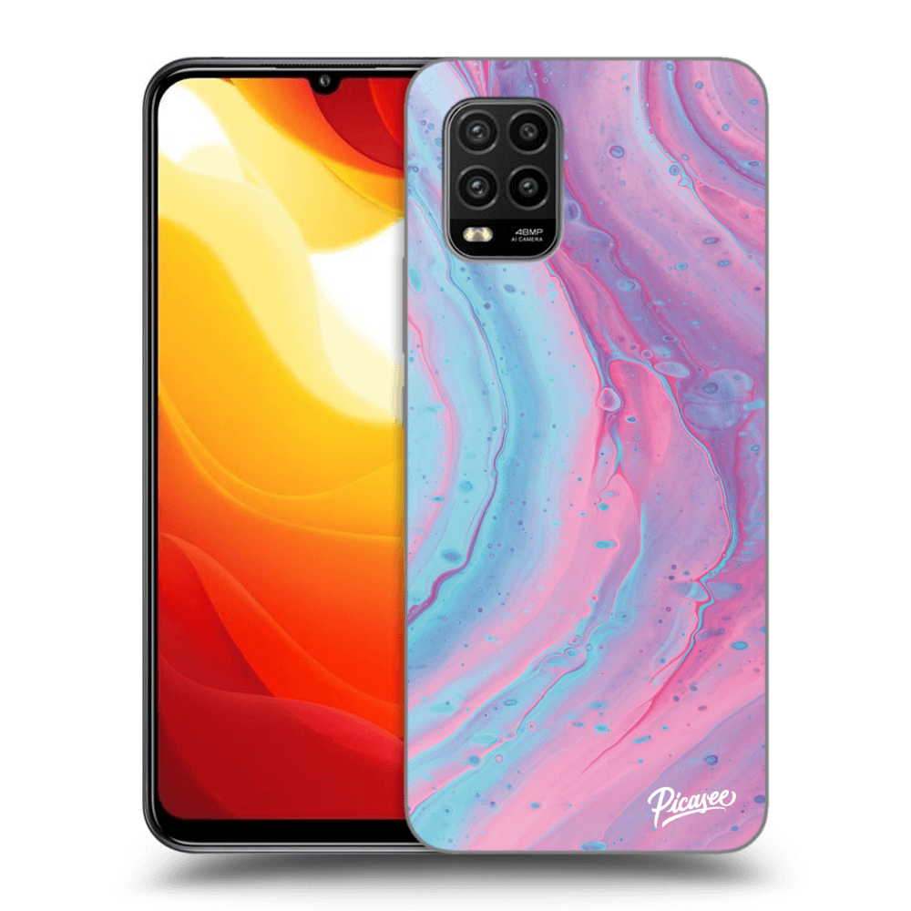 Picasee Xiaomi Mi 10 Lite Hülle - Schwarzes Silikon - Pink liquid