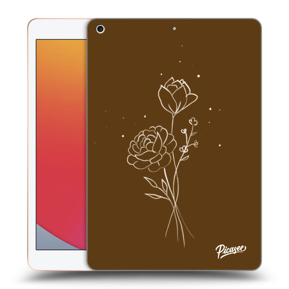 Picasee Schwarze Silikonhülle für Apple iPad 10.2" 2020 (8. gen) - Brown flowers