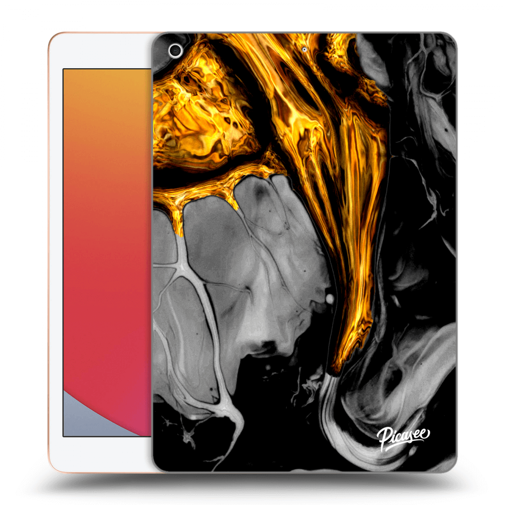 Picasee Schwarze Silikonhülle für Apple iPad 10.2" 2020 (8. gen) - Black Gold