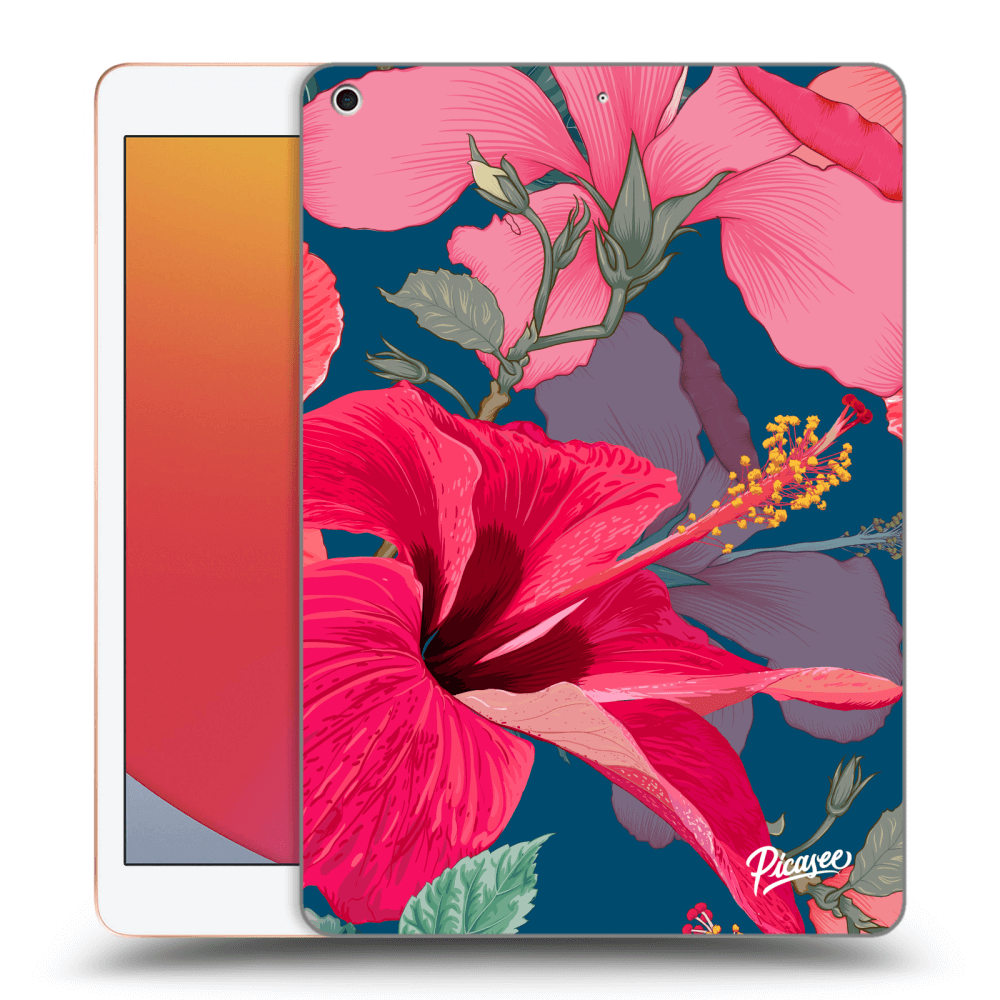 Picasee Schwarze Silikonhülle für Apple iPad 10.2" 2020 (8. gen) - Hibiscus