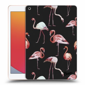 Picasee Schwarze Silikonhülle für Apple iPad 10.2" 2020 (8. gen) - Flamingos