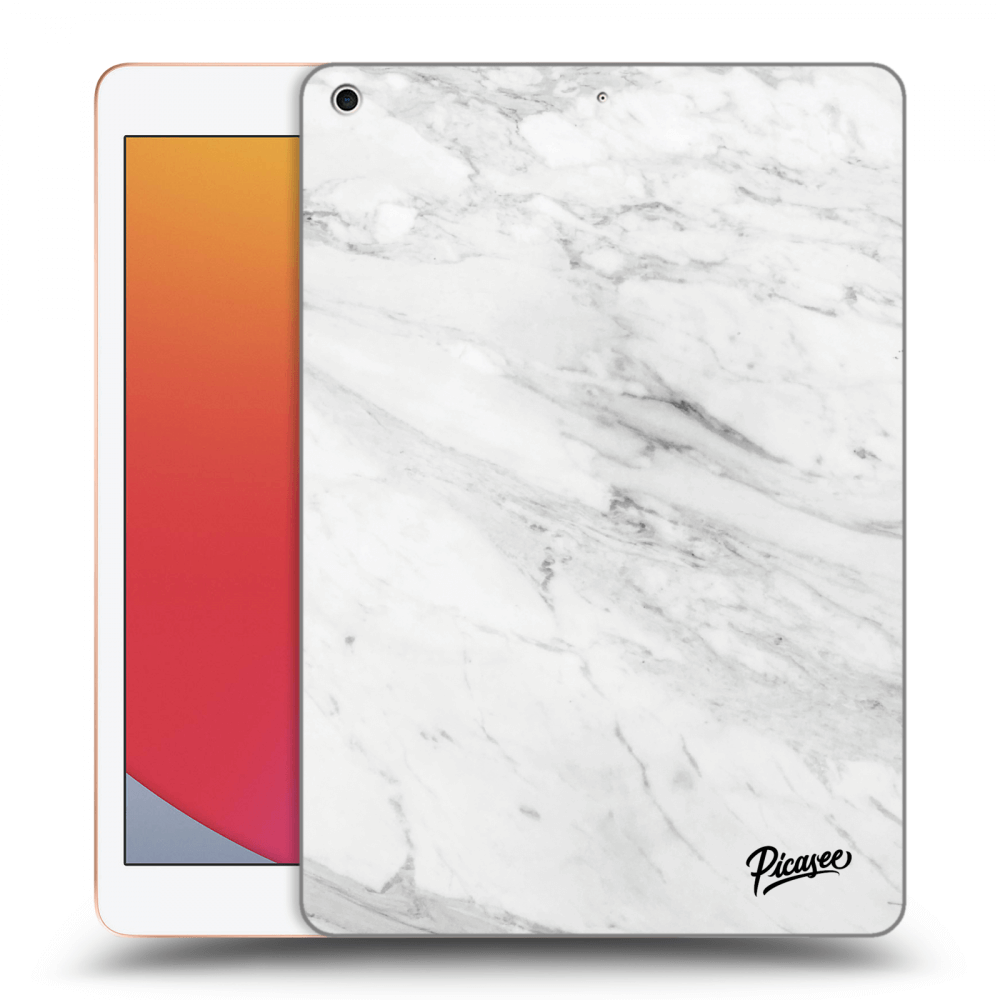 Picasee Schwarze Silikonhülle für Apple iPad 10.2" 2020 (8. gen) - White marble
