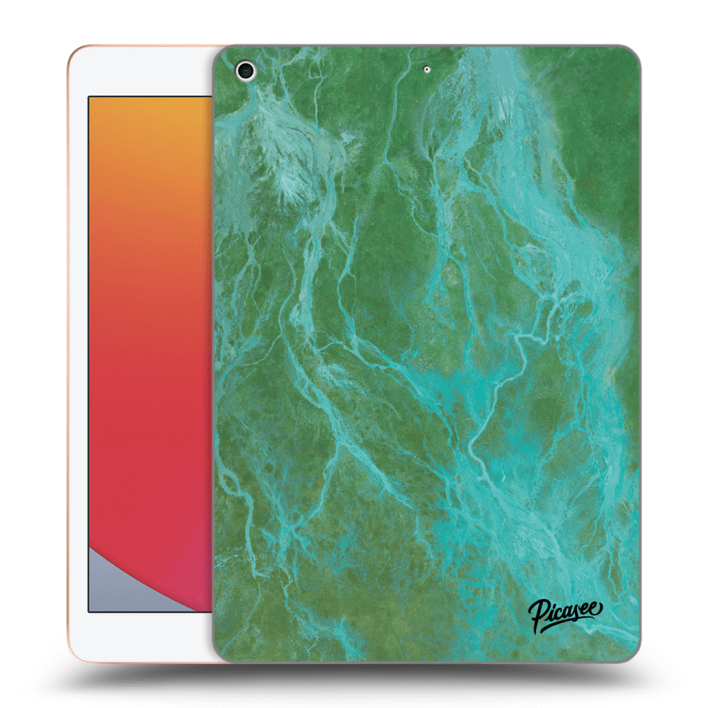 Picasee Schwarze Silikonhülle für Apple iPad 10.2" 2020 (8. gen) - Green marble