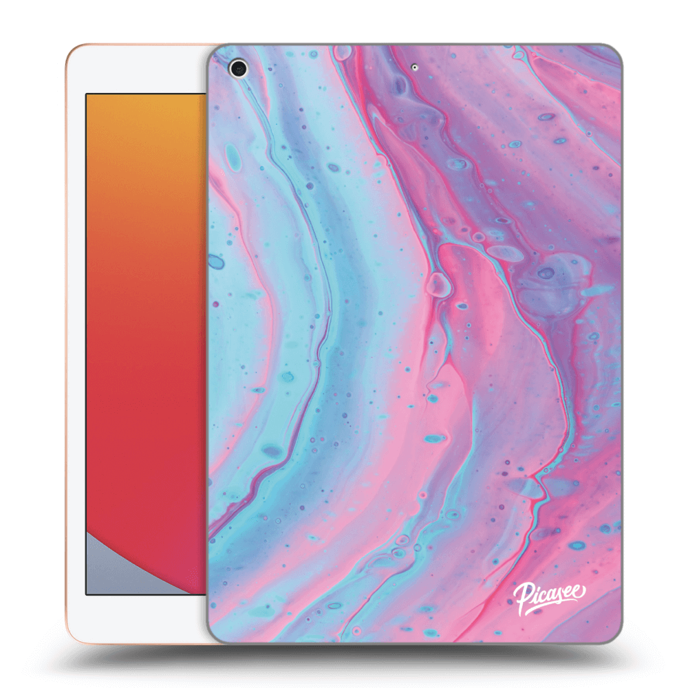 Picasee Schwarze Silikonhülle für Apple iPad 10.2" 2020 (8. gen) - Pink liquid