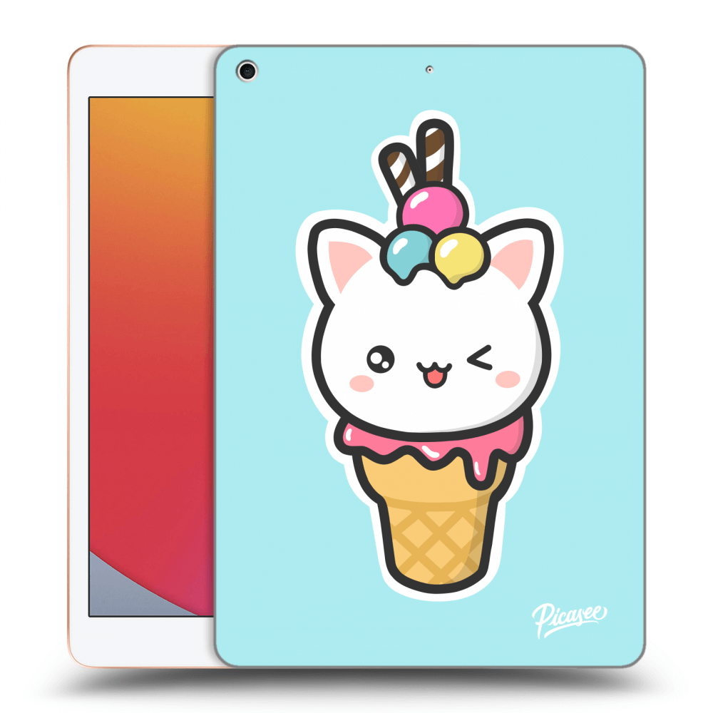 Picasee Schwarze Silikonhülle für Apple iPad 10.2" 2020 (8. gen) - Ice Cream Cat