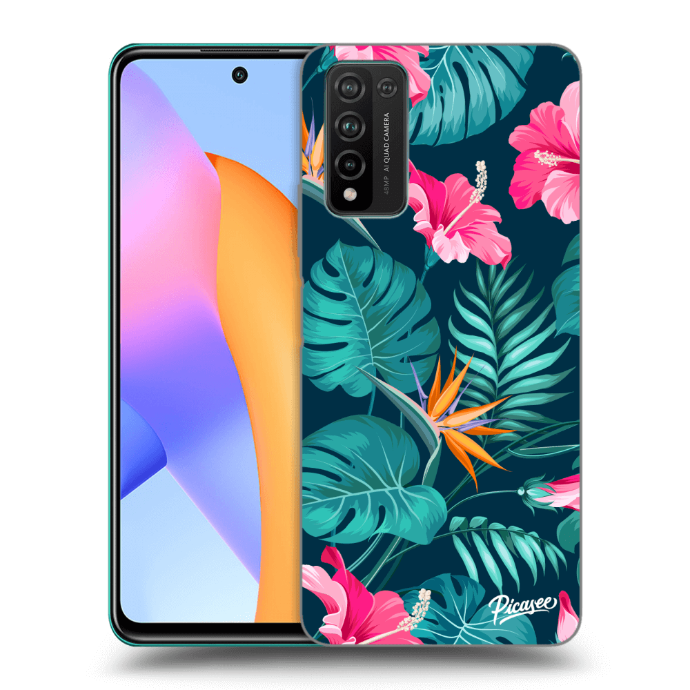 Picasee Honor 10X Lite Hülle - Transparentes Silikon - Pink Monstera