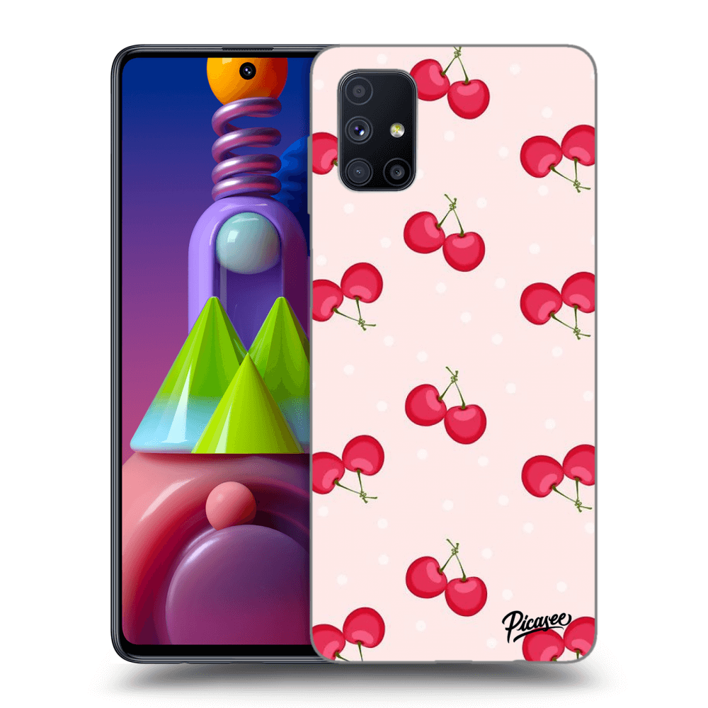 Picasee Samsung Galaxy M51 M515F Hülle - Schwarzes Silikon - Cherries