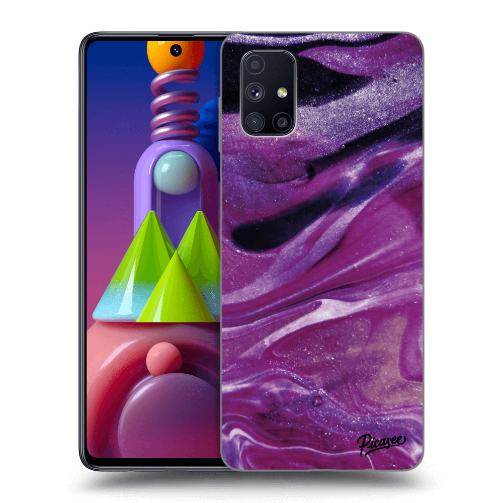 Picasee Samsung Galaxy M51 M515F Hülle - Schwarzes Silikon - Purple glitter