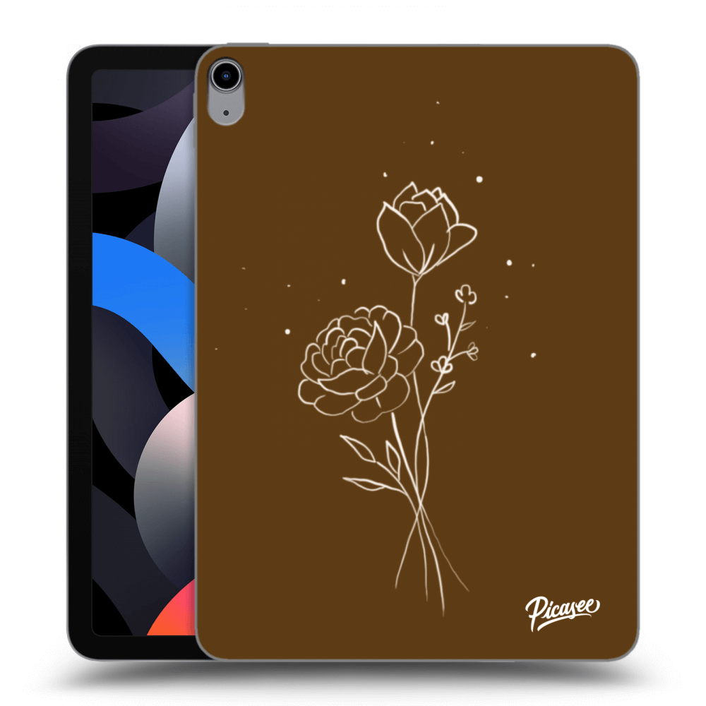 Picasee Schwarze Silikonhülle für Apple iPad Air 4 10.9" 2020 - Brown flowers