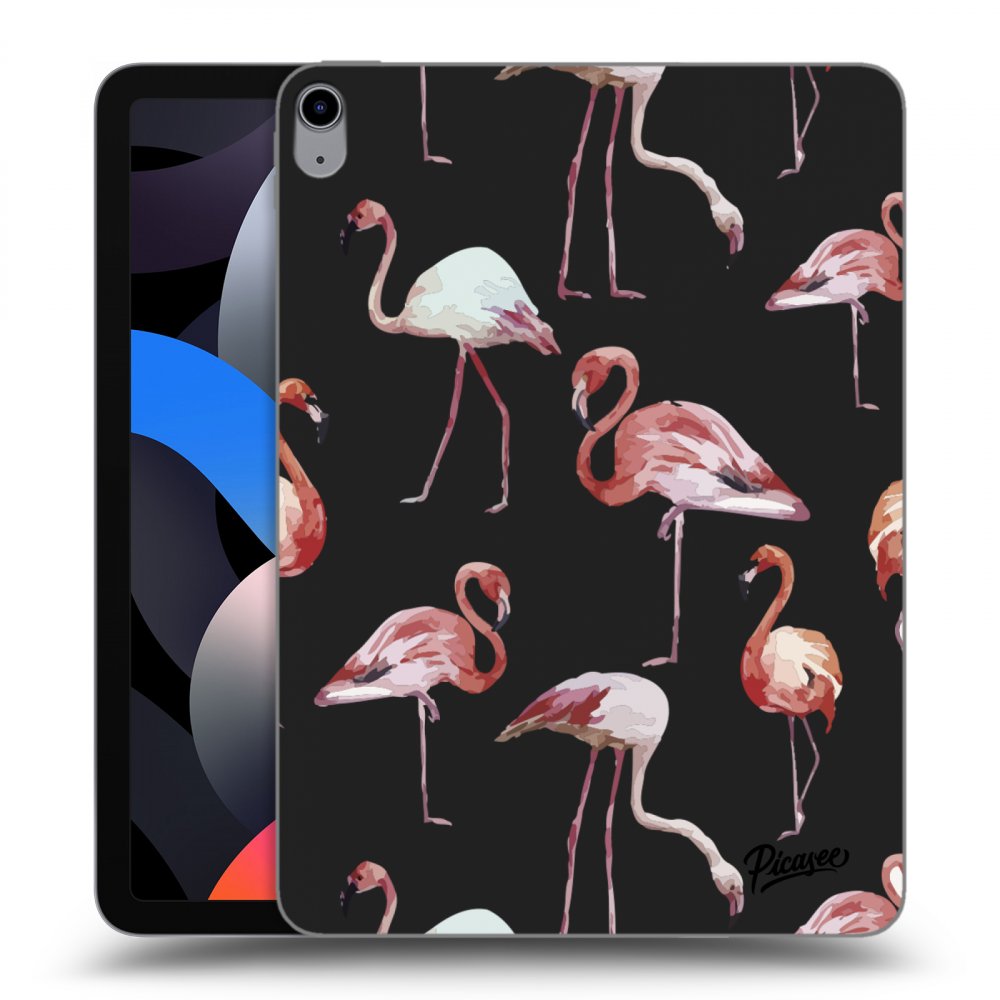 Picasee Schwarze Silikonhülle für Apple iPad Air 4 10.9" 2020 - Flamingos
