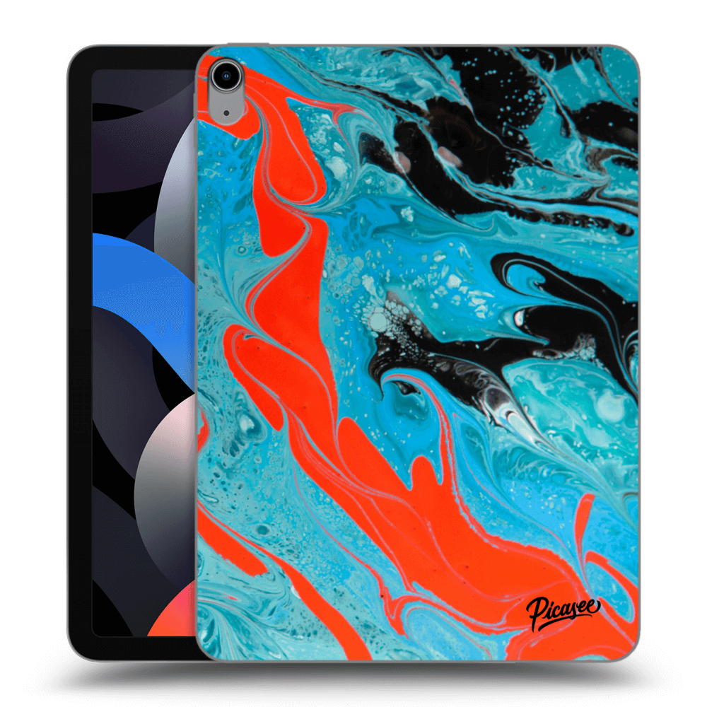 Picasee Schwarze Silikonhülle für Apple iPad Air 4 10.9" 2020 - Blue Magma