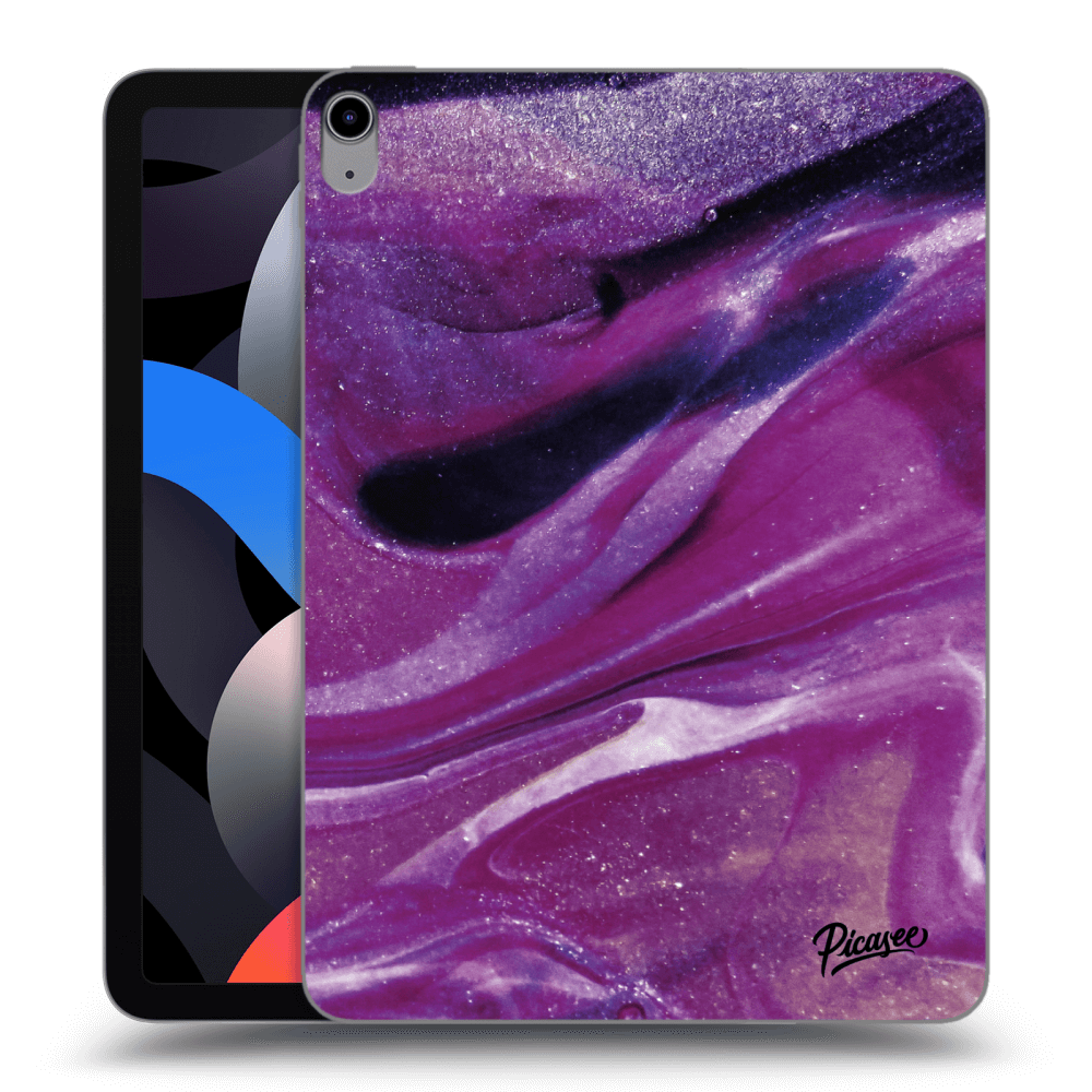 Picasee Schwarze Silikonhülle für Apple iPad Air 4 10.9" 2020 - Purple glitter