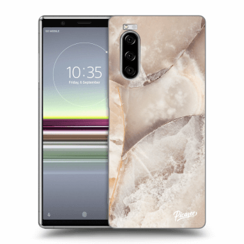 Picasee Sony Xperia 5 Hülle - Schwarzes Silikon - Cream marble