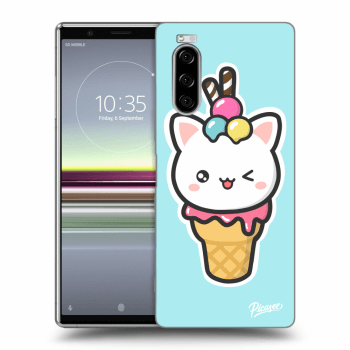 Picasee Sony Xperia 5 Hülle - Schwarzes Silikon - Ice Cream Cat