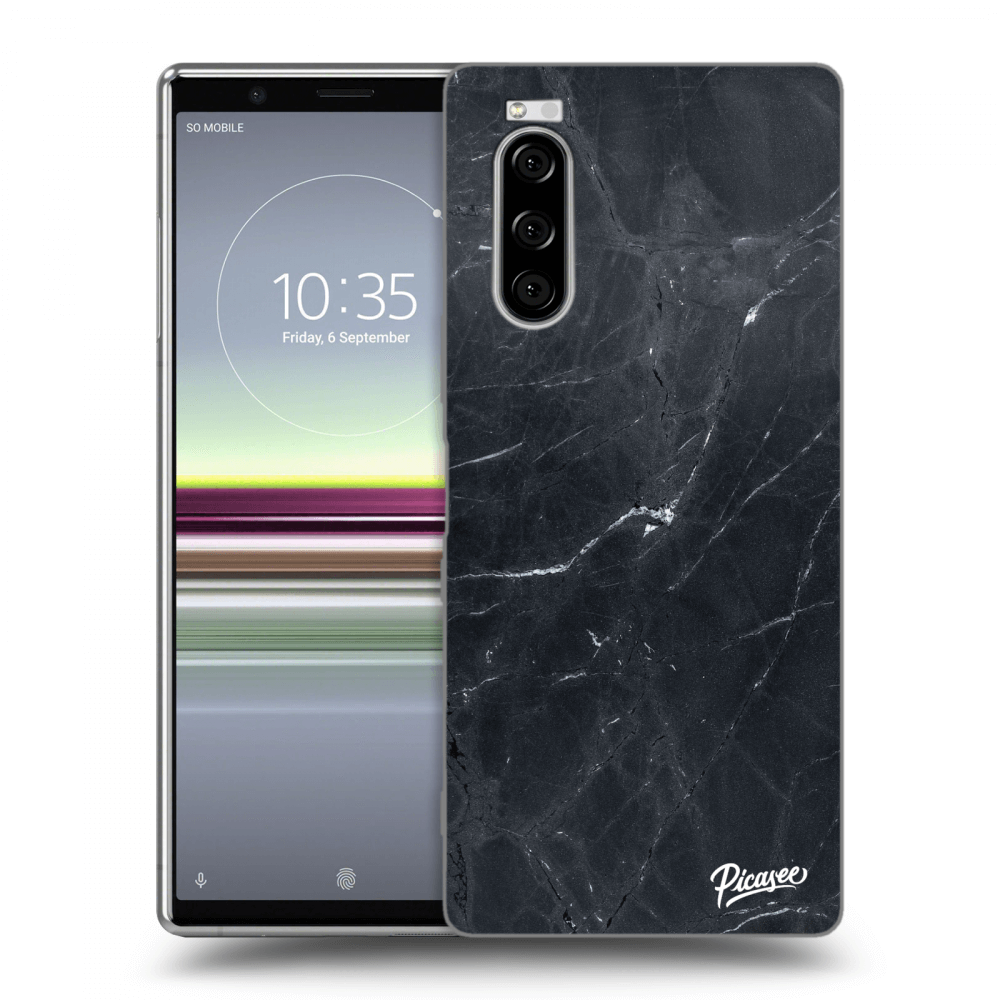 Picasee Sony Xperia 5 Hülle - Schwarzes Silikon - Black marble