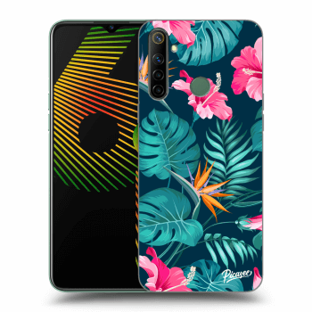 Picasee Realme 6i Hülle - Schwarzes Silikon - Pink Monstera