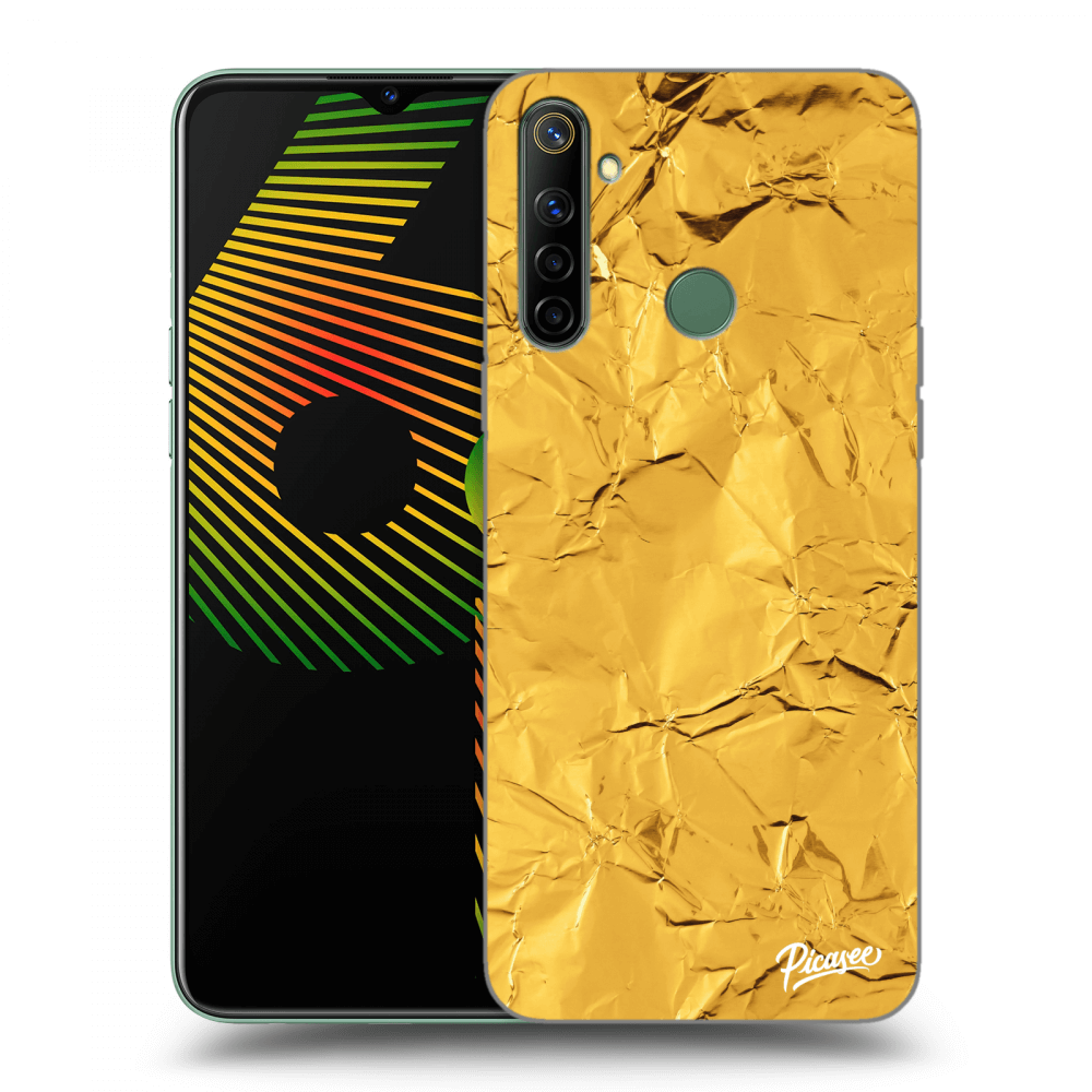 Picasee Realme 6i Hülle - Schwarzes Silikon - Gold