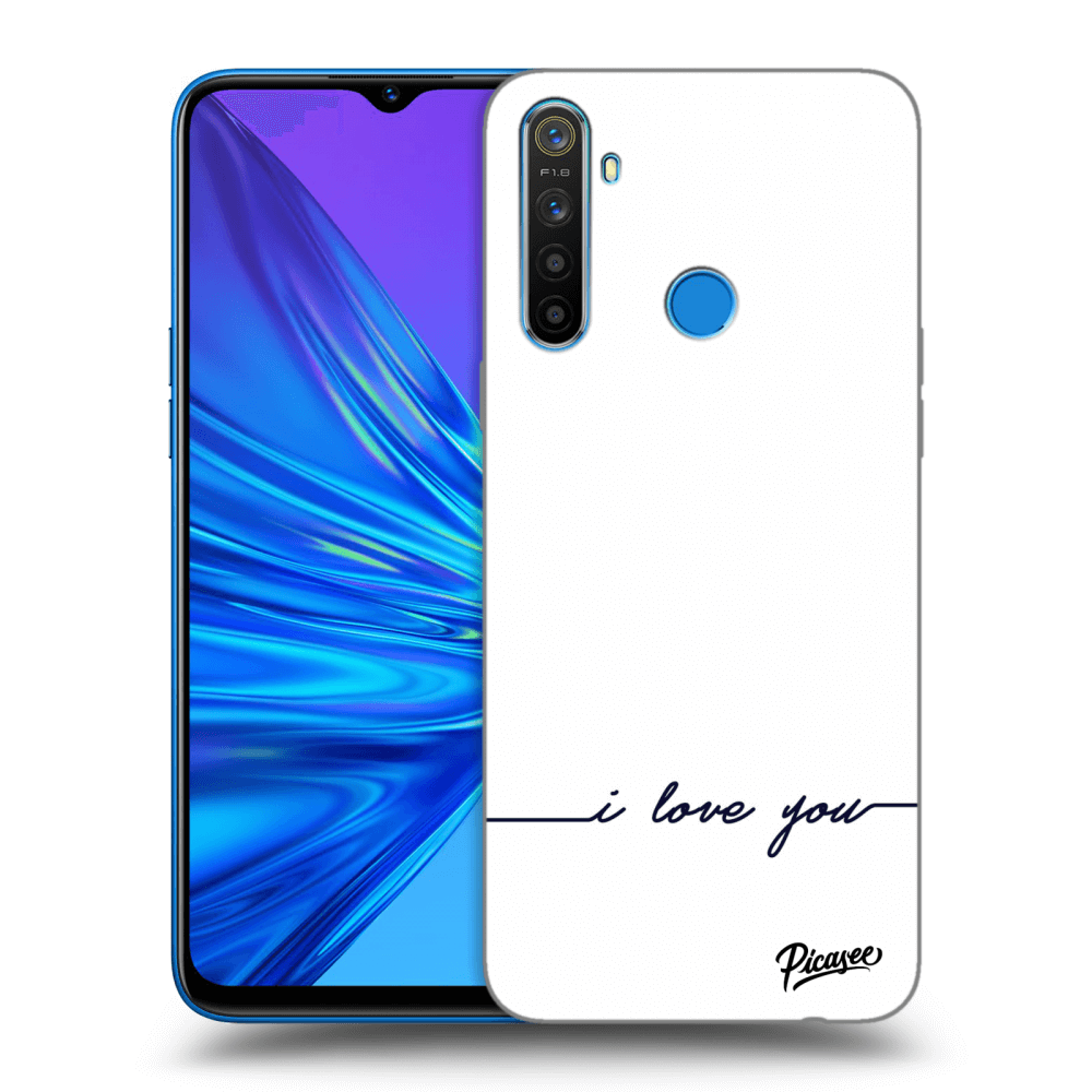 Picasee Realme 5 Hülle - Schwarzes Silikon - I love you