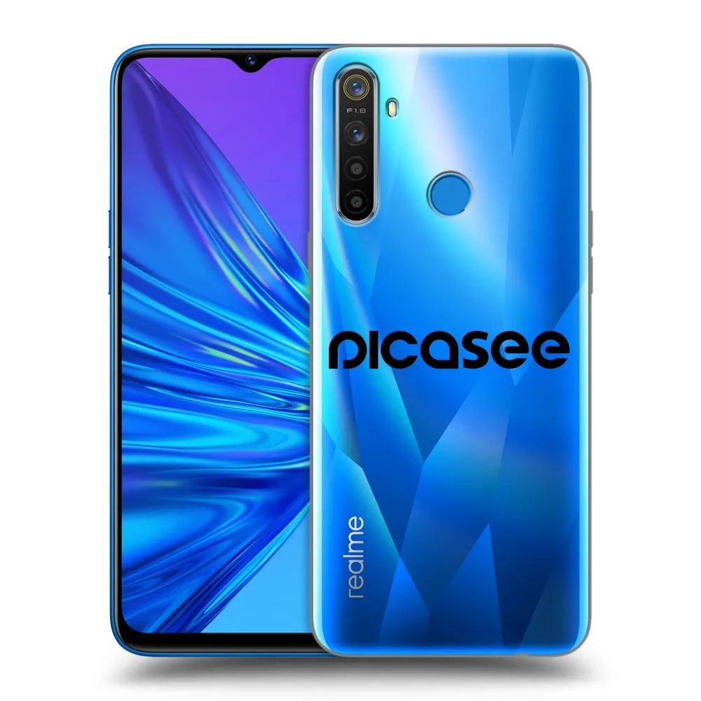 Picasee Realme 5 Hülle - Transparentes Silikon - Picasee - new logo - black