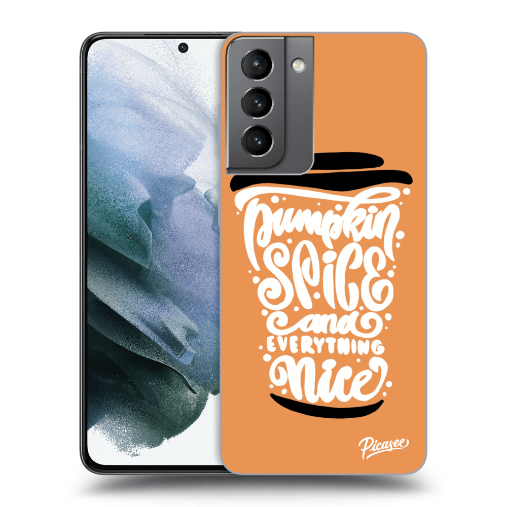 Picasee Samsung Galaxy S21 5G G991B Hülle - Transparentes Silikon - Pumpkin coffee