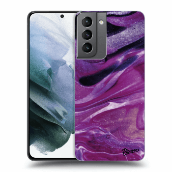 Picasee Samsung Galaxy S21 5G G991B Hülle - Transparentes Silikon - Purple glitter