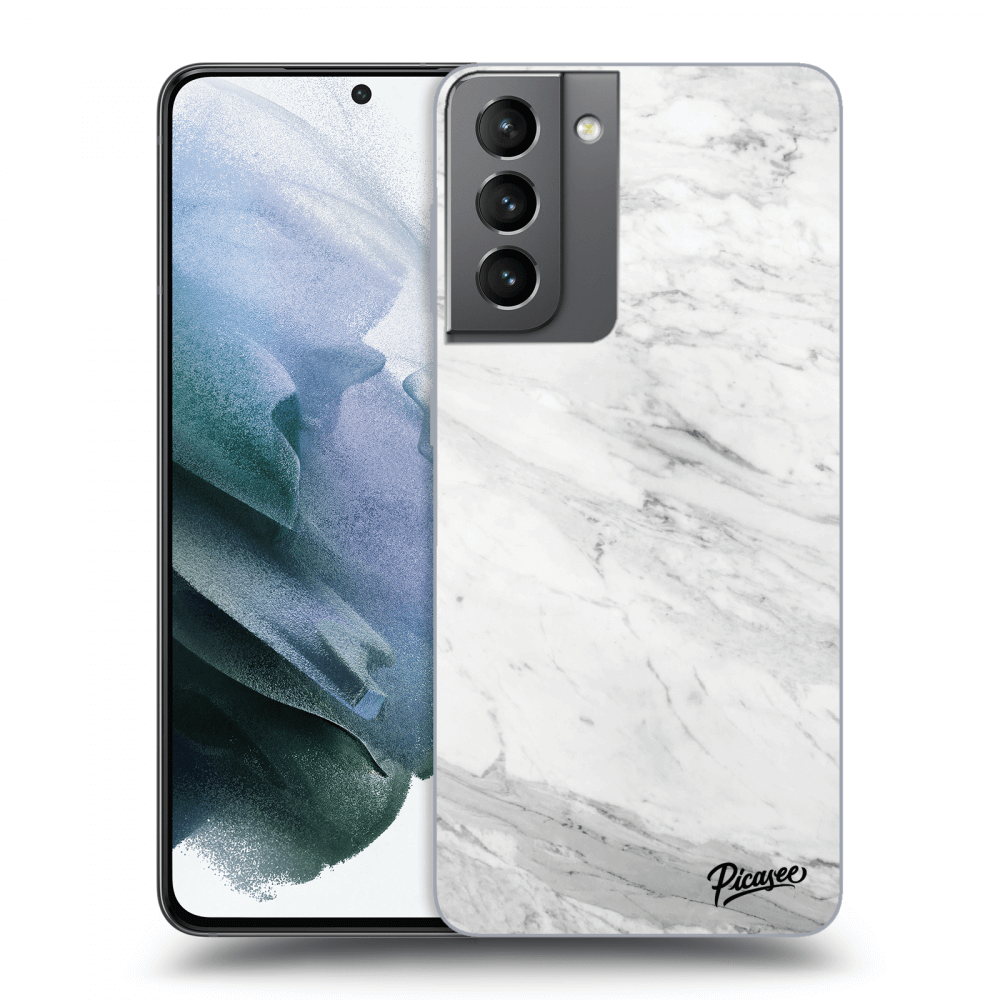 Picasee Samsung Galaxy S21 5G G991B Hülle - Transparentes Silikon - White marble