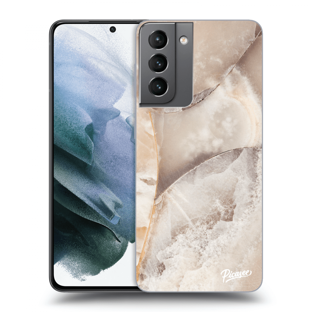 Picasee Samsung Galaxy S21 5G G991B Hülle - Transparentes Silikon - Cream marble